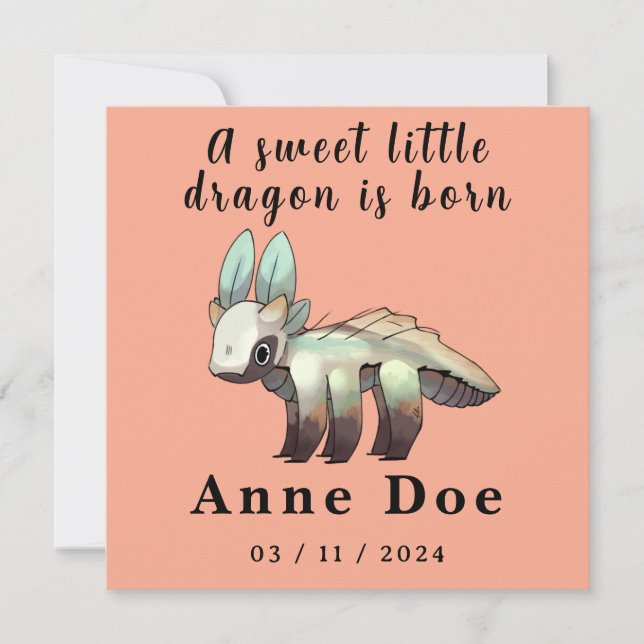 Birth Girl, Card Cute Dragon  (Framsida)