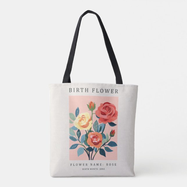 Birth Month Rose Tote Tygkasse (Baksida)