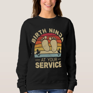 Birth Ninja på din Service doula Midfru retro på T Shirt