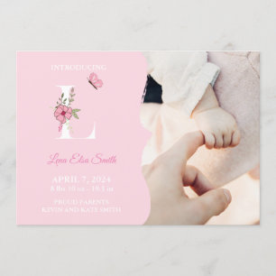 Birth Notification Girl Initial L Inbjudningar