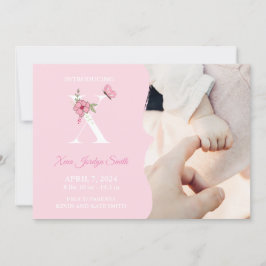 Birth Notification Girl Initial X Inbjudningar