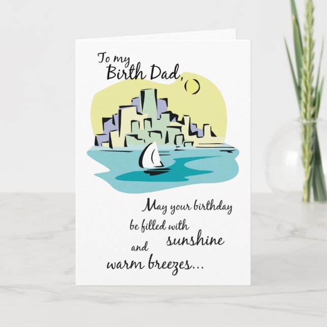 Birth Pappa Sailboat City Birthday Kort (Framsida)