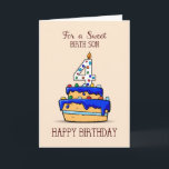 Birth Son 4e födelsedagen, 4 på Sweet Blue Cake Kort<br><div class="desc">Speciella pojkar förtjänar det sötaste hälsning för sin 4e födelsedagen. När du föder son firar hans,  så måste du ge honom detta kort för att göra hans dag till hans livs sötaste dag.</div>