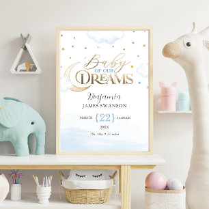 Birth Stats Baby i vår Dreams Boy Nursery Poster