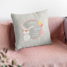 Birth Stats Pillow med lilla Bunny
