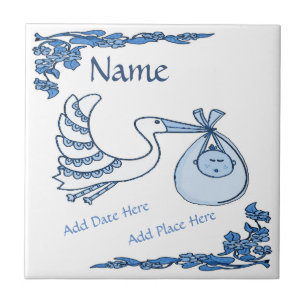 Birth Tile, Blue Dutch Titta, anpassa Kakelplatta