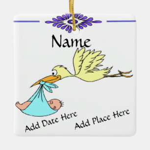 Birth Tile, holländska titta, Personalize Julgransprydnad Keramik