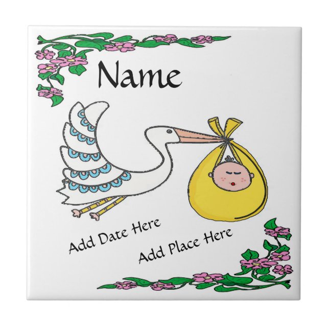 Birth Tile, holländska titta, Personalize Kakelplatta (Framsidan)