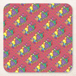 Birthay Party Hats Underlägg Papper Kvadrat