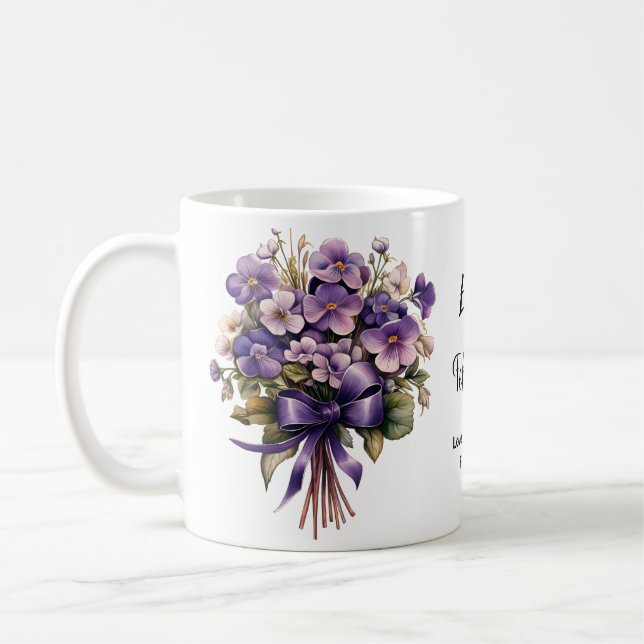 Birthblommary Bridviolet Kaffemugg (Vänster)