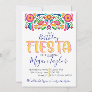 Birthd Fiesta Firande Mexikanska Blommigten Inbjudningar