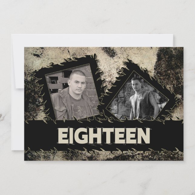 BIRTHDAY 18:e INBJUDAN - GRUNGE - TVÅ FOTOS (Framsida)
