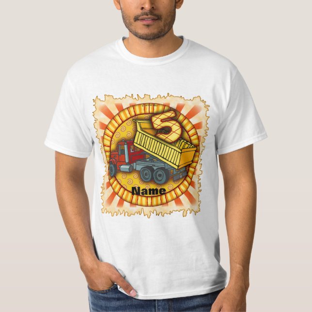 Birthday 5 Dump Truck T Shirt (Framsida)