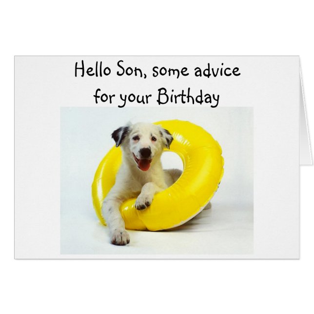 BIRTHDAY ADVICE "SON'S" BIRTHDAY OF SPORTY VALP HÄLSNINGSKORT (Framsidan Horizontal)