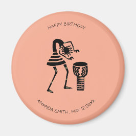 Birthday, African Art Cute Silhouette Music Girl Magnet