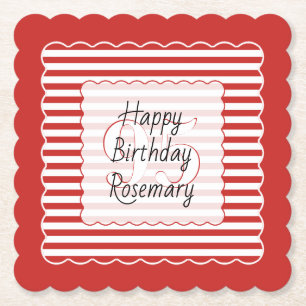 Birthday Age Red/White Simple Rand Mönster Underlägg Papper