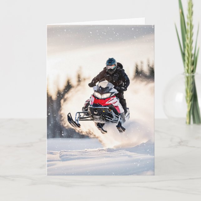 Birthday Airborne Snowmobiler Kort (Framsida)