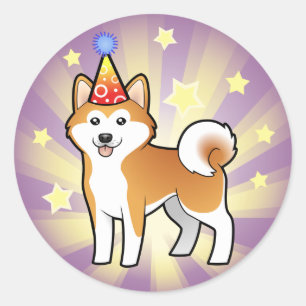 Birthday Akita Inu / Shiba Inu Runt Klistermärke