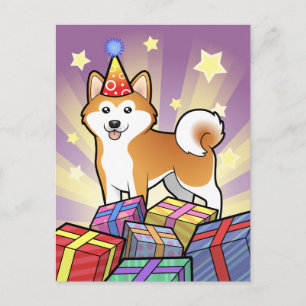 Birthday Akita Inu / Shiba Inu Vykort