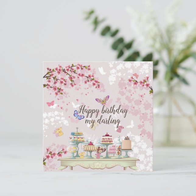 Birthday älskling julkort (Stående Fram)