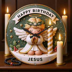 Birthday Angel Jesus Stor Klocka