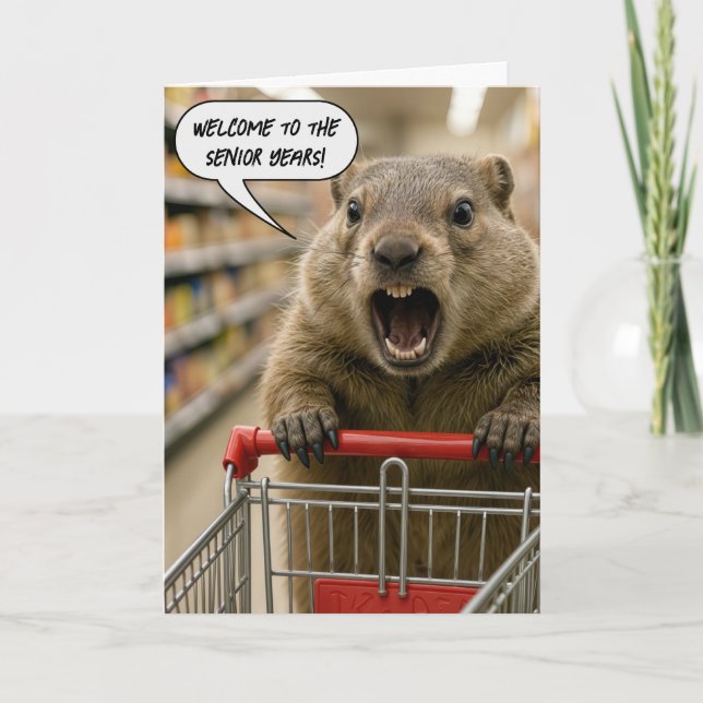 Birthday Angry Ground Hog Grocery Shopper Kort (Framsida)