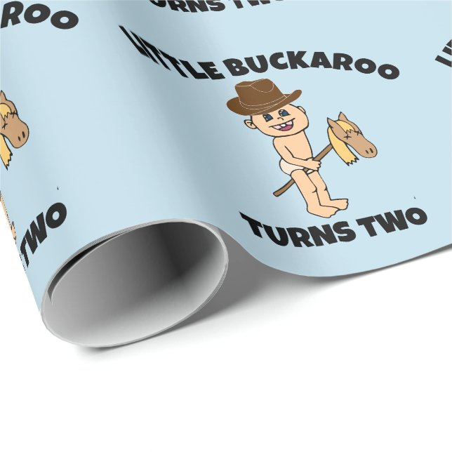 BIRTHDAY ANPASSNINGSBAR FÖR LITTLE BOY COWBOY PRESENTPAPPER (Rullad Hörn)