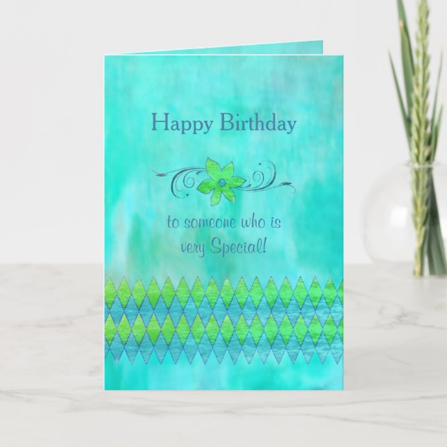 BIRTHDAY - AQUA BLUE AND GRÖNT - BEAUTIFUL PERSON KORT (Framsida)