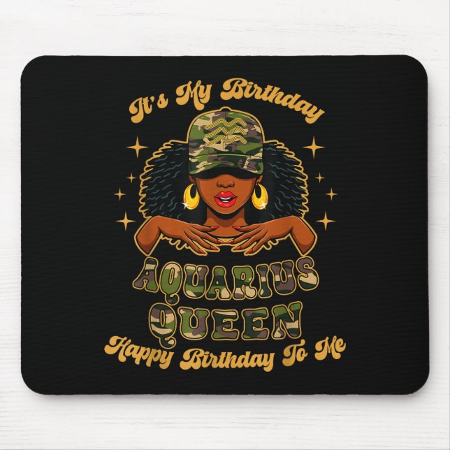 Birthday Aquarius Queen Camo Black Woman African Z Musmatta (Framsidan)