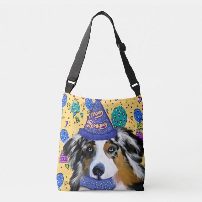 BIRTHDAY AUSTRALIAN SHEPHERD AXELVÄSKA (Framsida)