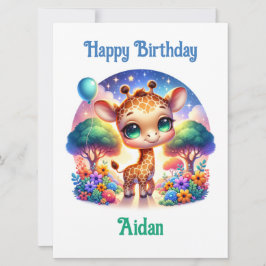 Birthday Baby Giraffe Fantasy Safari Kort