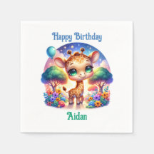 Birthday Baby Giraffe Fantasy Safari