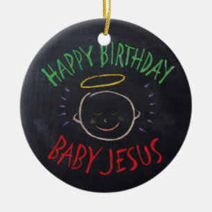 Birthday Baby Jesus - Religiösan Julkalk Julgransprydnad Keramik
