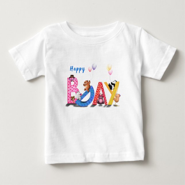 Birthday Baby T-Shirt Lycklig Bears Party Funny (Framsida)