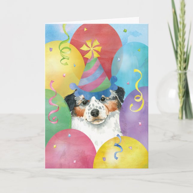 Birthday Balloons Aussie Kort (Framsida)
