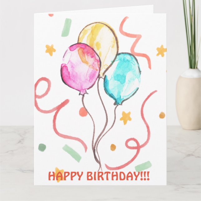 BIRTHDAY BALLOONS CARD KORT (Framsida)