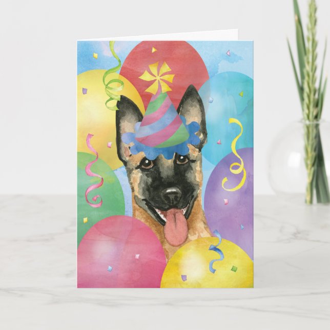 Birthday Balloons Malinois Kort (Framsida)