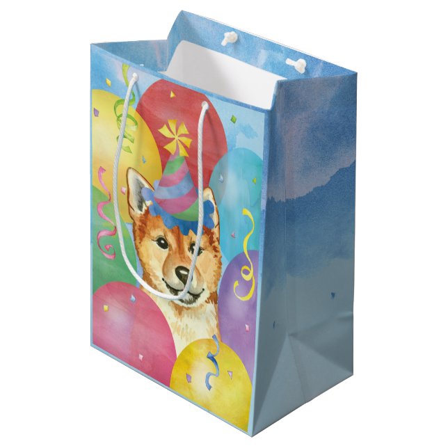 Birthday Balloons Shiba Inu (Framsidan Vinklad)