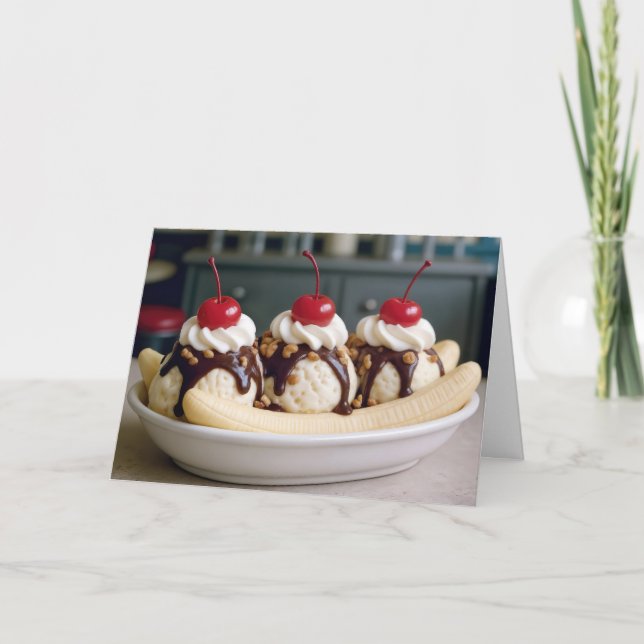 Birthday Banana Split Kort (Framsida)