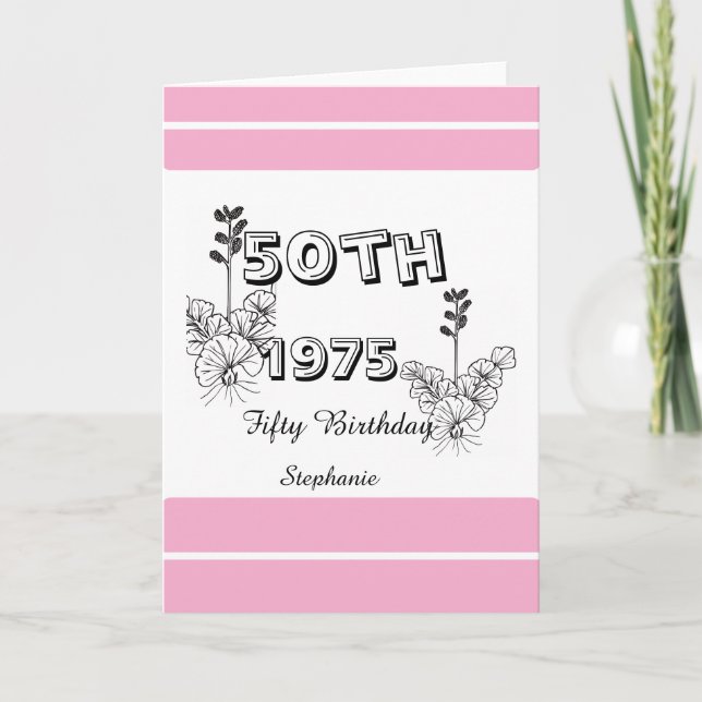 Birthday Bash Personalized 50th milestone birthday Kort (Framsida)