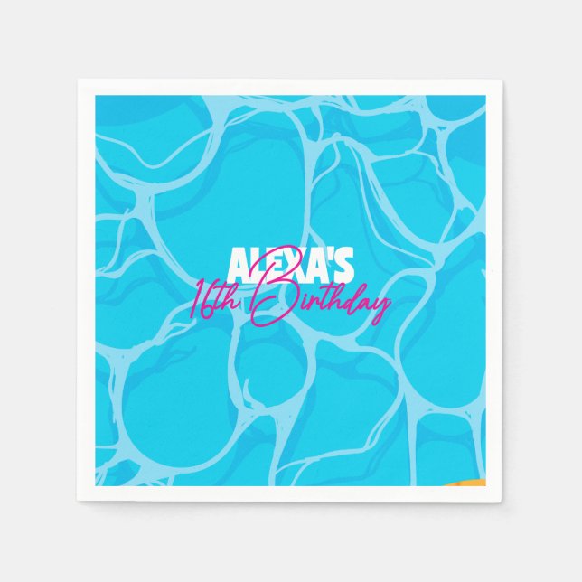 Birthday Bday Pool Party Pappersservett (Framsidan)