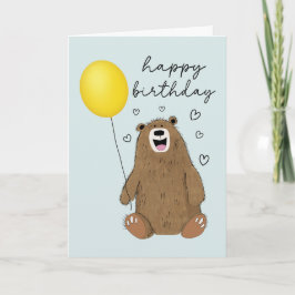 Birthday Bear with Balloon Kort