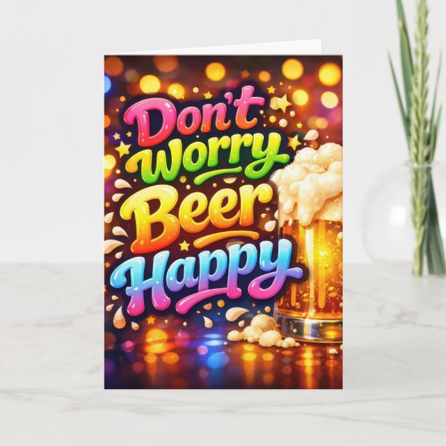 Birthday Beer Mug With Neon Fun Text Kort (Framsida)