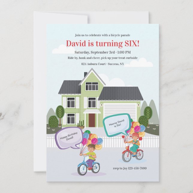 Birthday Bicycle Parad Inbjudningar (Framsida)