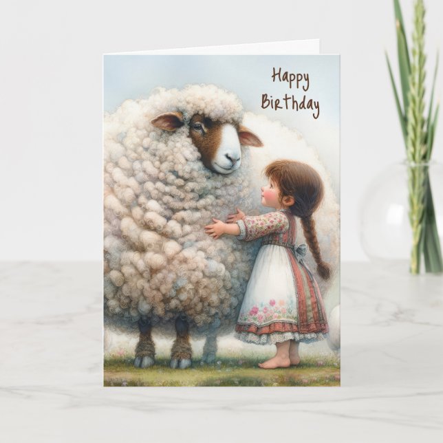 Birthday Big Ewe Watercolor Kort (Framsida)