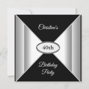 Birthday Black and White Inbjudningar