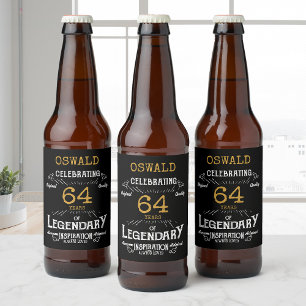 Birthday Black Guld Ölflaska Etikett