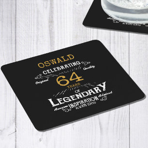 Birthday Black Guld Underlägg Papper Kvadrat