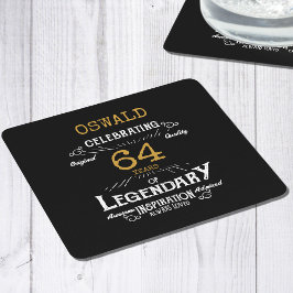Birthday Black Guld Underlägg Papper Kvadrat