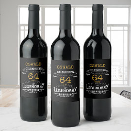 Birthday Black Guld Vinflaska Etikett